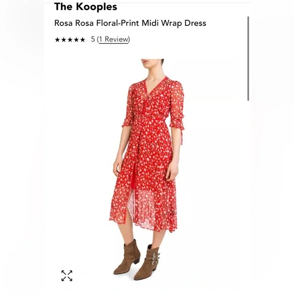 knee length dresses for ladies THE KOOPLES | FLORAL-PRINT SILK MIDI DRESS